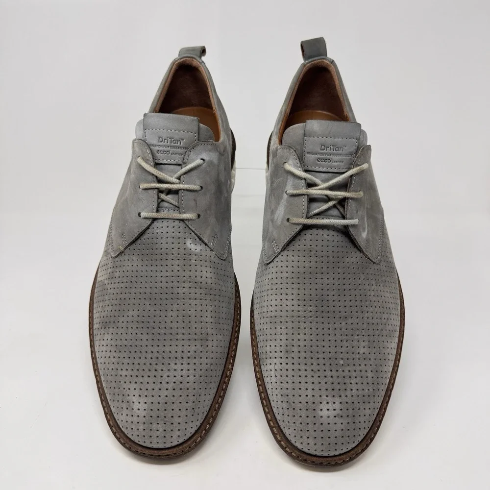 ECCO Hybrid Dress Sneaker Shoes Mens 11 Gray Leather Lace Up DriTan Derby - Picture 3 of 8